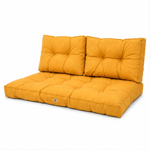 Set Cuscini Trapuntati per Panchina 100x50 Giallo - Spesso 15cm (1 Seduta + 2 Schienali)