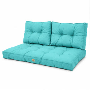 Set Cuscini Trapuntati per Panchina 100x50 Blu Caraibi - Spesso 15cm (1 Seduta + 2 Schienali)