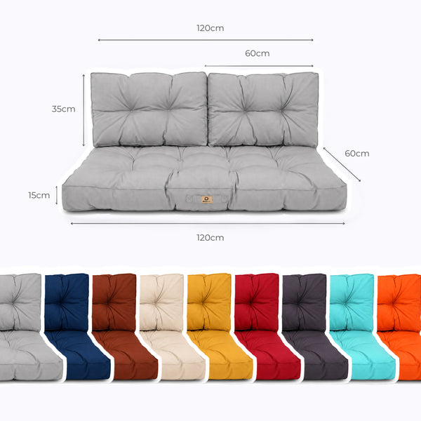 Set Cuscini Trapuntati per Panchina 120x60 Grigio Ciottolo - Spesso 15cm (1 Seduta + 2 Schienali)