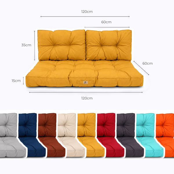 Set Cuscini Trapuntati per Panchina 120x60 Giallo - Spesso 15cm (1 Seduta + 2 Schienali)