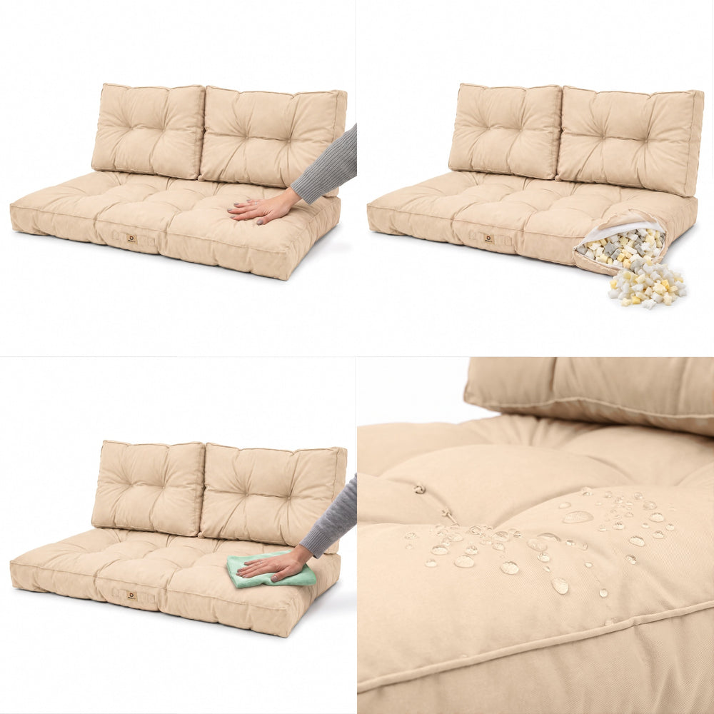 Set Cuscini Trapuntati per Panchina 120x60 Beige, imbottitura in fiocchi di schiuma