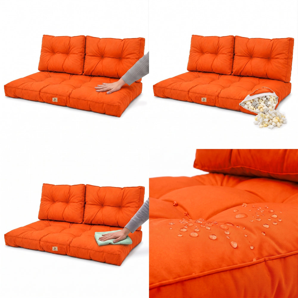Set Cuscini Trapuntati per Panchina 120x60 Arancione, imbottitura in fiocchi di schiuma