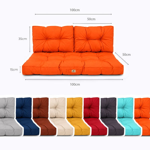 Set Cuscini Trapuntati per Panchina 100x50 Arancione - Spesso 15cm (1 Seduta + 2 Schienali)