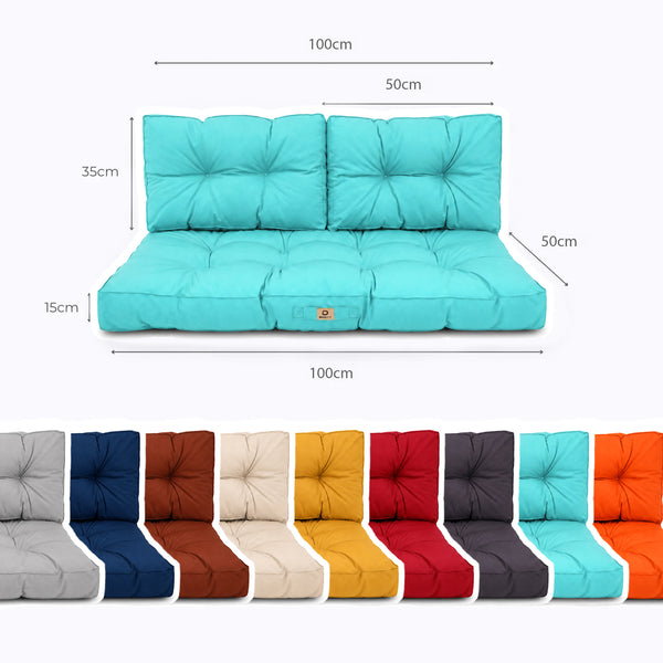 Set Cuscini Trapuntati per Panchina 100x50 Blu Caraibi - Spesso 15cm (1 Seduta + 2 Schienali)
