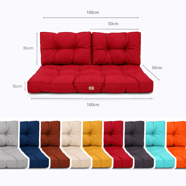 Set Cuscini Trapuntati per Panchina 100x50 Rosso - Spesso 15cm (1 Seduta + 2 Schienali)