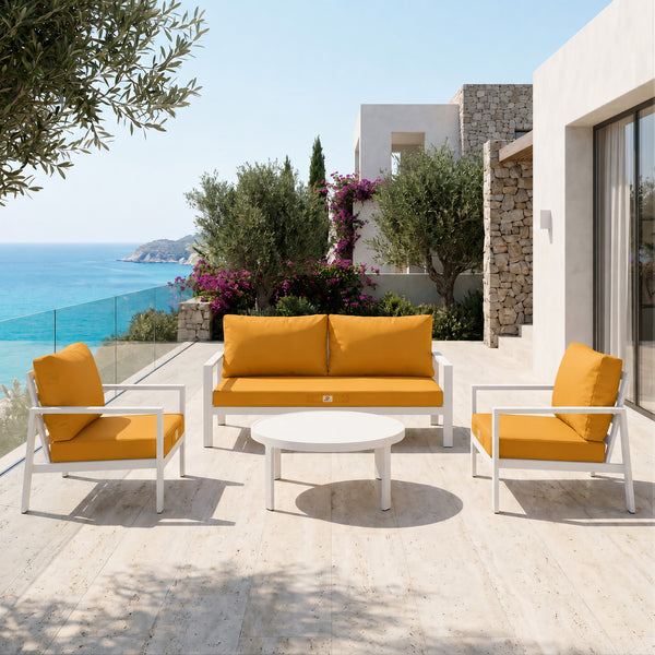 Set Cuscini Salotto da Giardino 50x50 Giallo - Sfoderabile & Anti-UV (Seduta + Schienale)