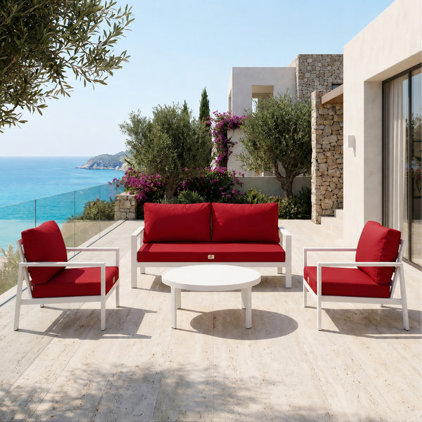 Set Cuscini Salotto da Giardino 50x50 Rosso - Sfoderabile & Anti-UV (Seduta + Schienale)