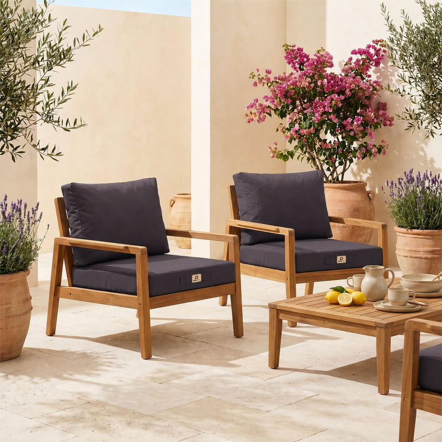 Set Cuscini Salotto da Giardino 60x60 Grigio Carbone - Sfoderabile & Anti-UV (Seduta + Schienale)