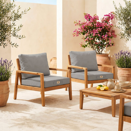 Set Cuscini Salotto da Giardino 60x60 Grigio Ciottolo - Sfoderabile & Anti-UV (Seduta + Schienale)