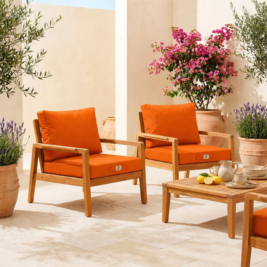 Set Cuscini Salotto da Giardino 60x60 Arancione - Sfoderabile & Anti-UV (Seduta + Schienale)