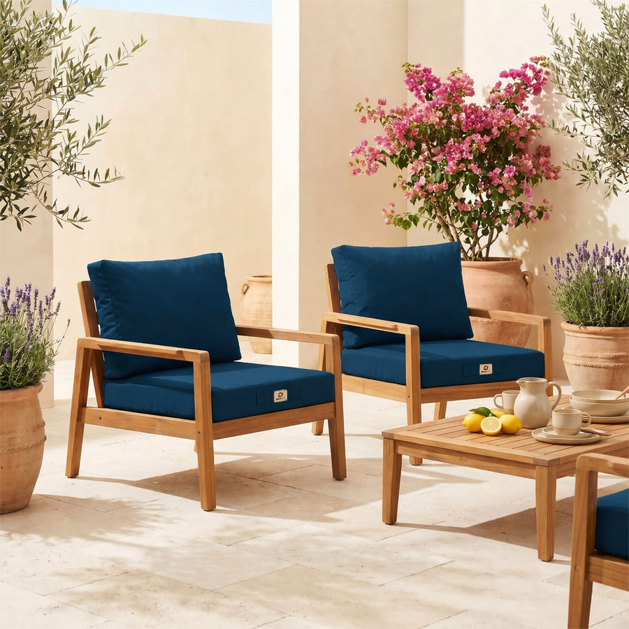 Set Cuscini Salotto da Giardino 60x60 Blu Petrolio - Sfoderabile & Anti-UV (Seduta + Schienale)