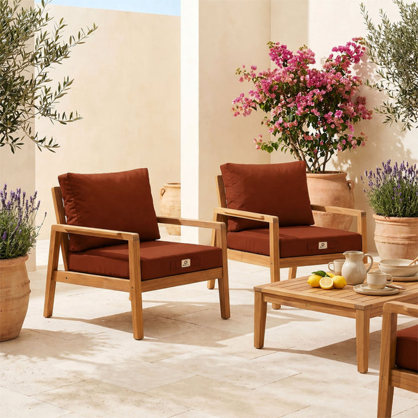 Set Cuscini Salotto da Giardino 60x60 Terracotta - Sfoderabile & Anti-UV (Seduta + Schienale)