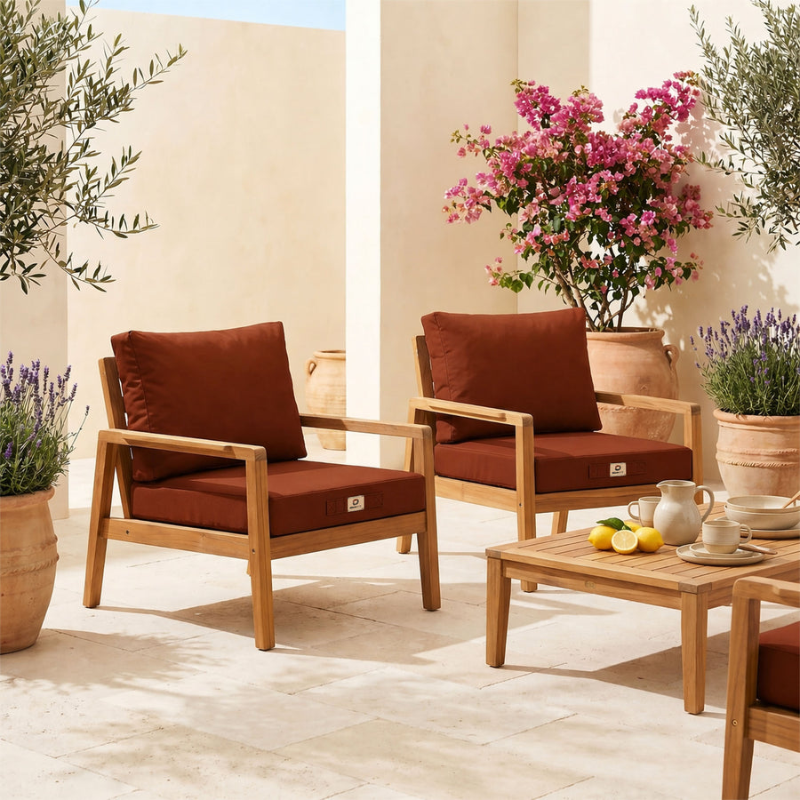 Set Cuscini Salotto da Giardino 60x60 Terracotta - Sfoderabile & Anti-UV (Seduta + Schienale)