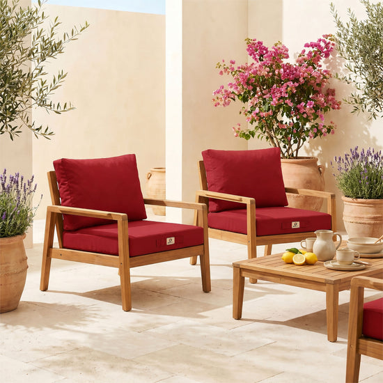 Set Cuscini Salotto da Giardino 60x60 Rosso - Sfoderabile & Anti-UV (Seduta + Schienale)