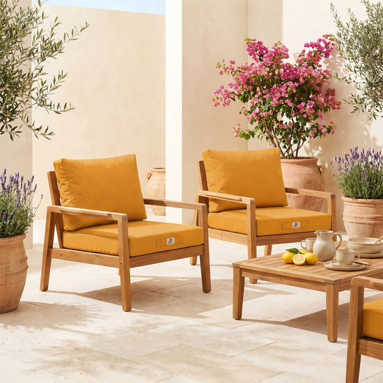 Set Cuscini Salotto da Giardino 60x60 Giallo - Sfoderabile & Anti-UV (Seduta + Schienale)