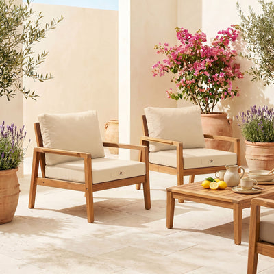 Set Cuscini Salotto da Giardino 60x60 Beige - Sfoderabile & Anti-UV (Seduta + Schienale)
