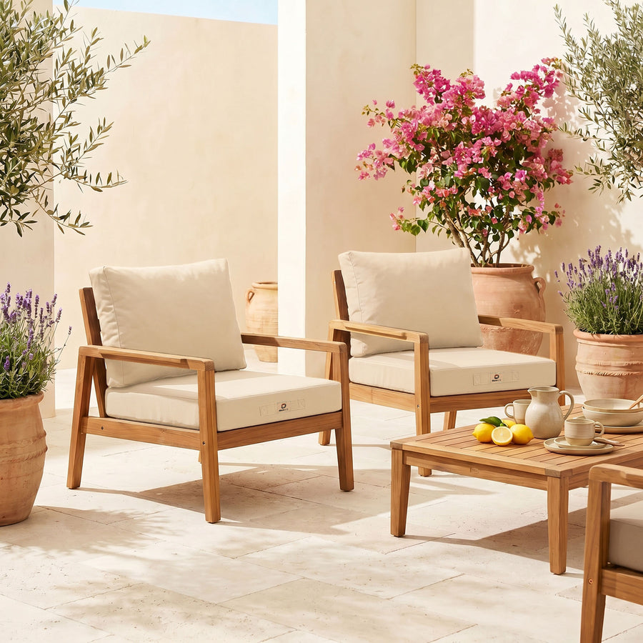 Set Cuscini Salotto da Giardino 60x60 Beige - Sfoderabile & Anti-UV (Seduta + Schienale)