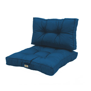 Set Cuscini Trapuntati 50x50 Blu Petrolio - Spesso 15cm & Morbido (Seduta + Schienale)