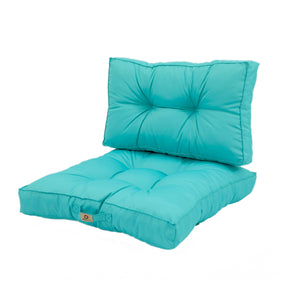 Set Cuscini Trapuntati 50x50 Blu Caraibi - Spesso 15cm & Morbido (Seduta + Schienale)