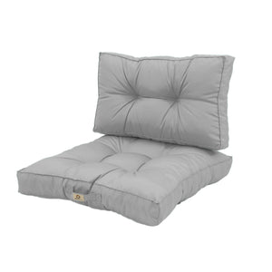 Set Cuscini Trapuntati 50x50 Grigio Ciottolo - Spesso 15cm & Morbido (Seduta + Schienale)