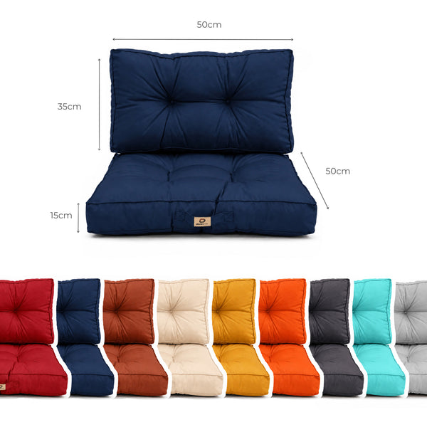 Set Cuscini Trapuntati 50x50 Blu Petrolio - Spesso 15cm & Morbido (Seduta + Schienale)