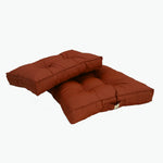 Ensemble de coussins capitonnés 60x60 cm en terracotta, épais et moelleux pour fauteuils et canapés, déco élégante.