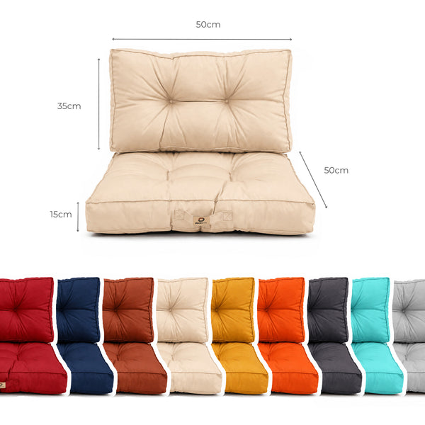 Set Cuscini Trapuntati 50x50 Beige - Spesso 15cm & Morbido (Seduta + Schienale)