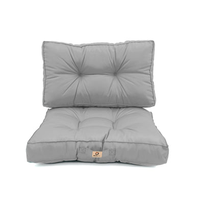 Ensemble de coussins capitonnés gris galet, épais 15 cm et moelleux pour fauteuils et canapés, decoration élégante.