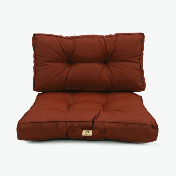 Ensemble de coussins capitonnés terracotta 60x60 cm, épais 15 cm, moelleux pour fauteuils et canapés, déco moderne.
