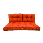 Ensemble de coussins capitonnés orange pour banquette, 100x50cm, épais 15cm, comprenant une assise et deux dossiers.