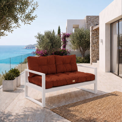 Set Cuscini Trapuntati per Panchina 120x60 Terracotta - Spesso 15cm (1 Seduta + 2 Schienali)