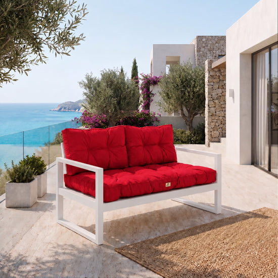 Set Cuscini Trapuntati per Panchina 100x50 Rosso - Spesso 15cm (1 Seduta + 2 Schienali)