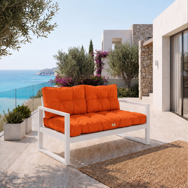 Set Cuscini Trapuntati per Panchina 120x60 Arancione - Spesso 15cm (1 Seduta + 2 Schienali)