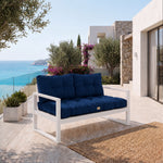 Set Cuscini Trapuntati per Panchina 120x60 Blu Petrolio - Spesso 15cm (1 Seduta + 2 Schienali)