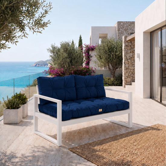 Set Cuscini Trapuntati per Panchina 120x60 Blu Petrolio - Spesso 15cm (1 Seduta + 2 Schienali)