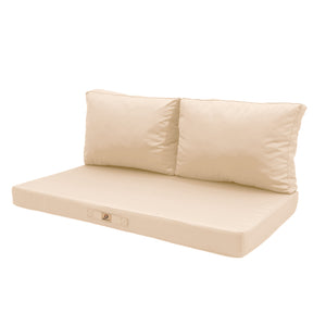 Set Cuscini Salotto da Giardino 120x60 Beige - Sfoderabile & Anti-UV (1 Seduta + 2 Schienali)