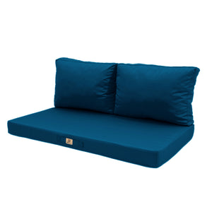 Set Cuscini Salotto da Giardino 120x60 Blu Petrolio - Sfoderabile & Anti-UV (1 Seduta + 2 Schienali)