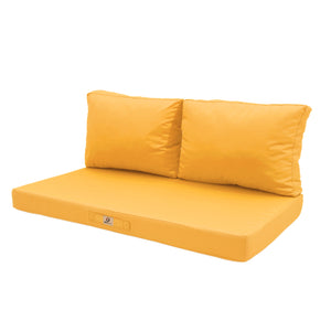 Set Cuscini Salotto da Giardino 120x60 Giallo - Sfoderabile & Anti-UV (1 Seduta + 2 Schienali)