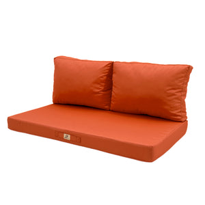 Set Cuscini Salotto da Giardino 100x50 Arancione - Sfoderabile & Anti-UV (1 Seduta + 2 Schienali)