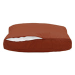 Ensemble de coussins pour salon de jardin terracotta, déhoussables et anti-UV, comprenant 1 assise et 2 dossiers pour fauteuils et canapés.