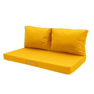 Set Cuscini Salotto da Giardino 100x50 Giallo - Sfoderabile & Anti-UV (1 Seduta + 2 Schienali)