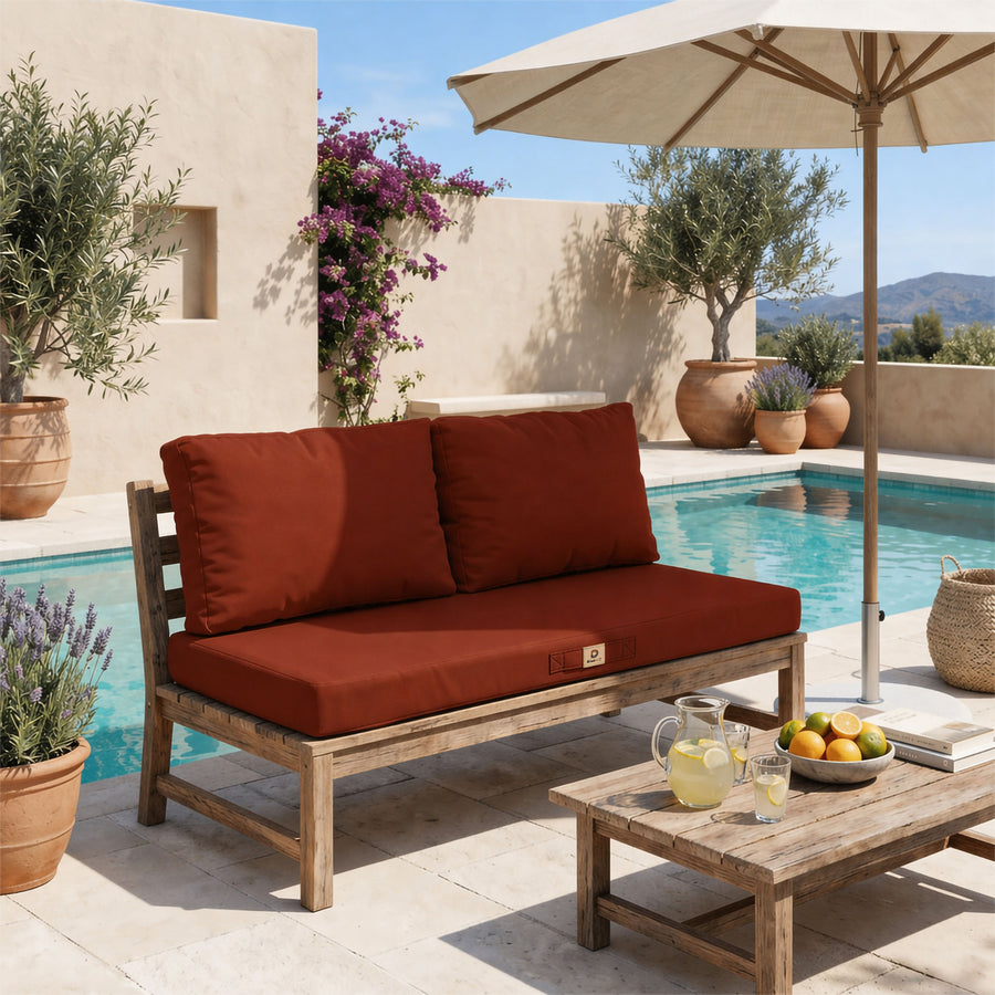 Set Cuscini Salotto da Giardino 100x50 Terracotta - Sfoderabile & Anti-UV (1 Seduta + 2 Schienali)