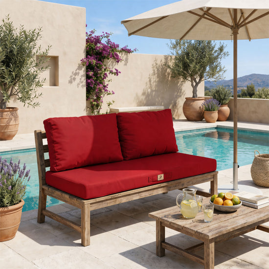 Set Cuscini Salotto da Giardino 100x50 Rosso - Sfoderabile & Anti-UV (1 Seduta + 2 Schienali)