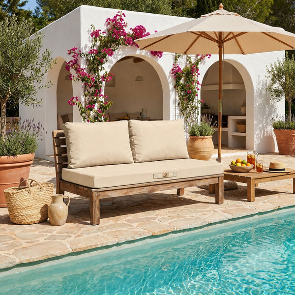 Set Cuscini Salotto da Giardino 120x60 Beige - Sfoderabile & Anti-UV (1 Seduta + 2 Schienali)