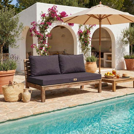 Set Cuscini Salotto da Giardino 120x60 Grigio Carbone - Sfoderabile & Anti-UV (1 Seduta + 2 Schienali)