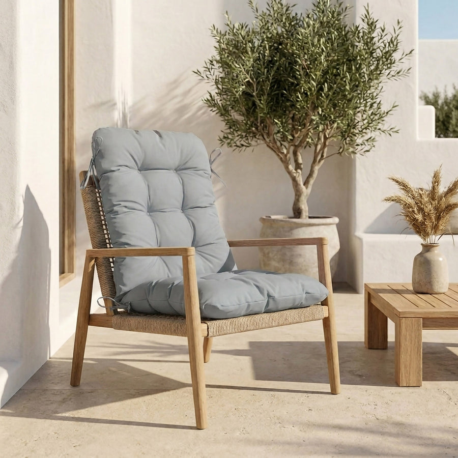 Cuscino Sedia con Schienale Alto 120x50 Grigio Ciottolo - Trapuntato (Comfort 8cm)