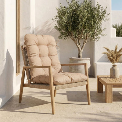 Cuscino Sedia con Schienale Alto 120x50 Beige - Trapuntato (Comfort 8cm)