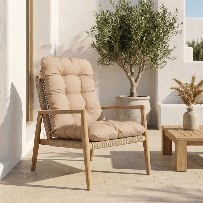 Cuscino Sedia con Schienale Alto 120x50 Beige - Trapuntato (Comfort 8cm)
