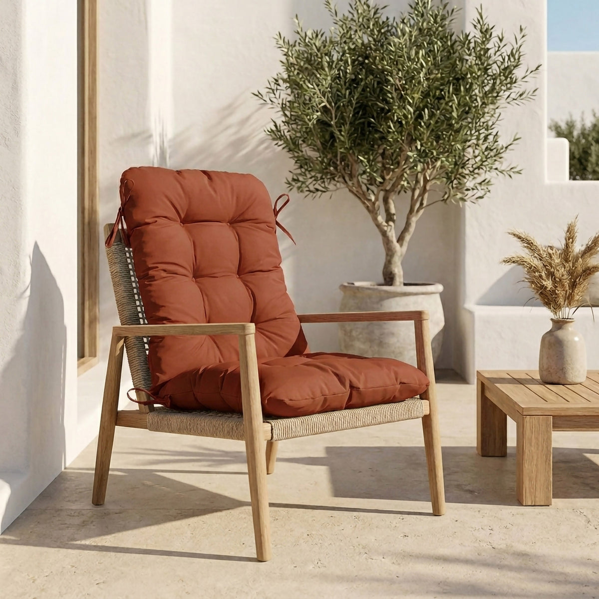 Cuscino Sedia con Schienale Alto 120x50 Terracotta – Trapuntato (Comfort 8cm)