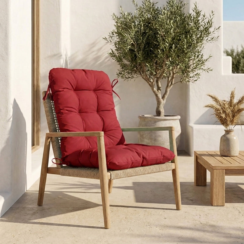 Cuscino Sedia con Schienale Alto 120x50 Rosso - Trapuntato (Comfort 8cm)